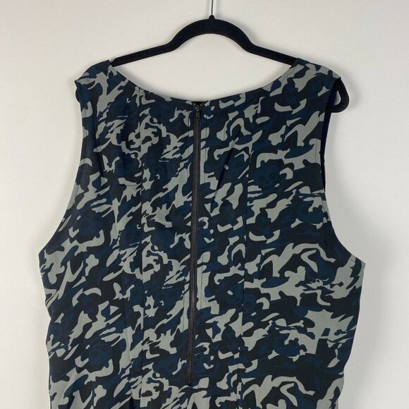 Standards and Practices Chiffon Camo High Low Dress Plus Size 2X Navy Blue - Picture 8 of 11